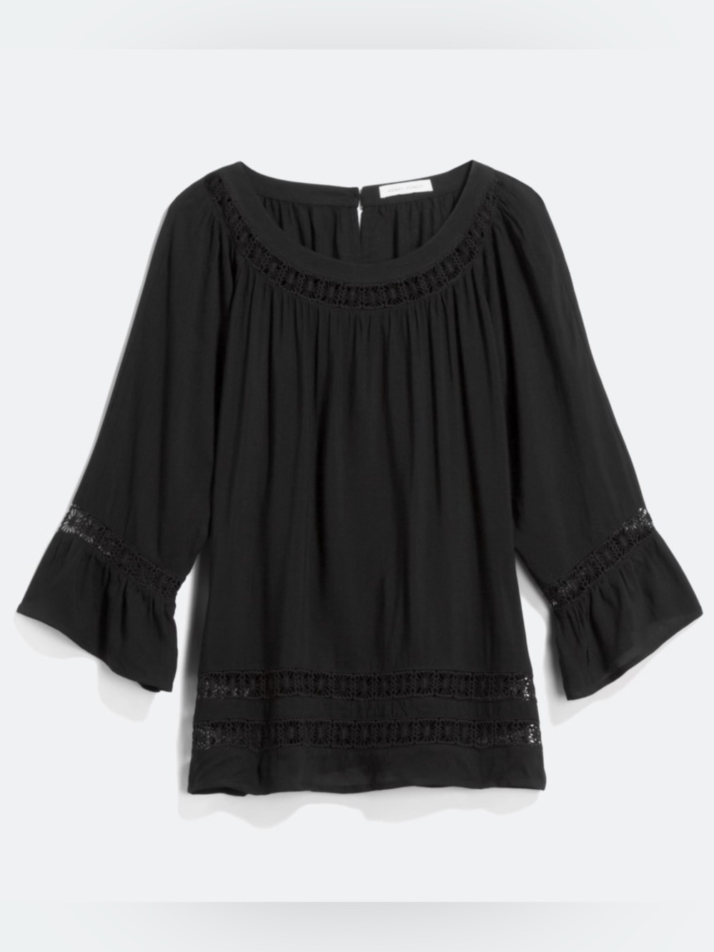 Honey Punch Black Tunic with Lace Accents
